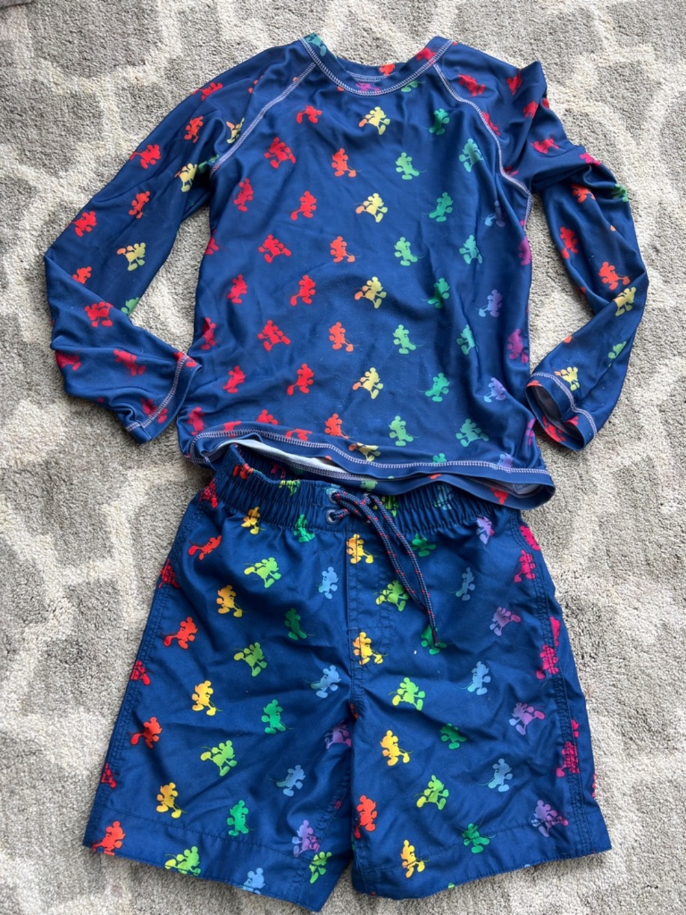 Kids Navy Blue Rainbow mickey SWIM Set